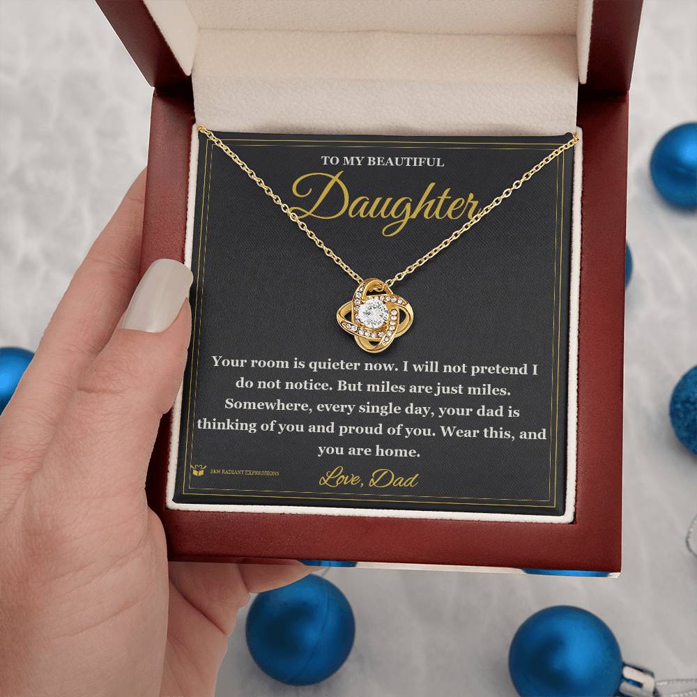 Love Knot Necklace engraved with your own words for daughter