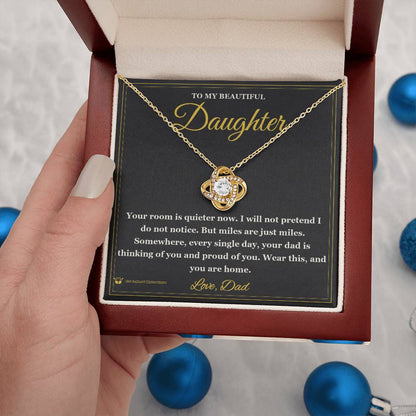 Love Knot Necklace engraved with your own words for daughter