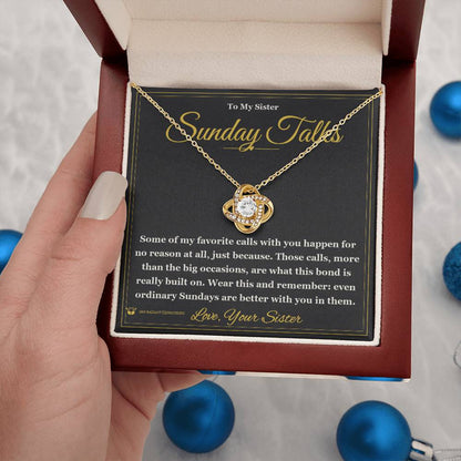 Love Knot Necklace engraved with your own words for sister