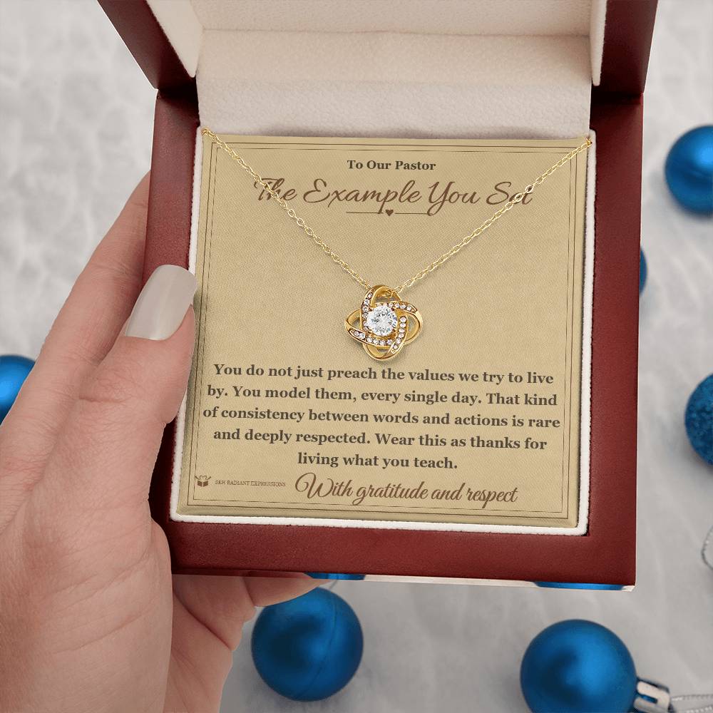 Custom name-personalized Love Knot Necklace gift for pastor