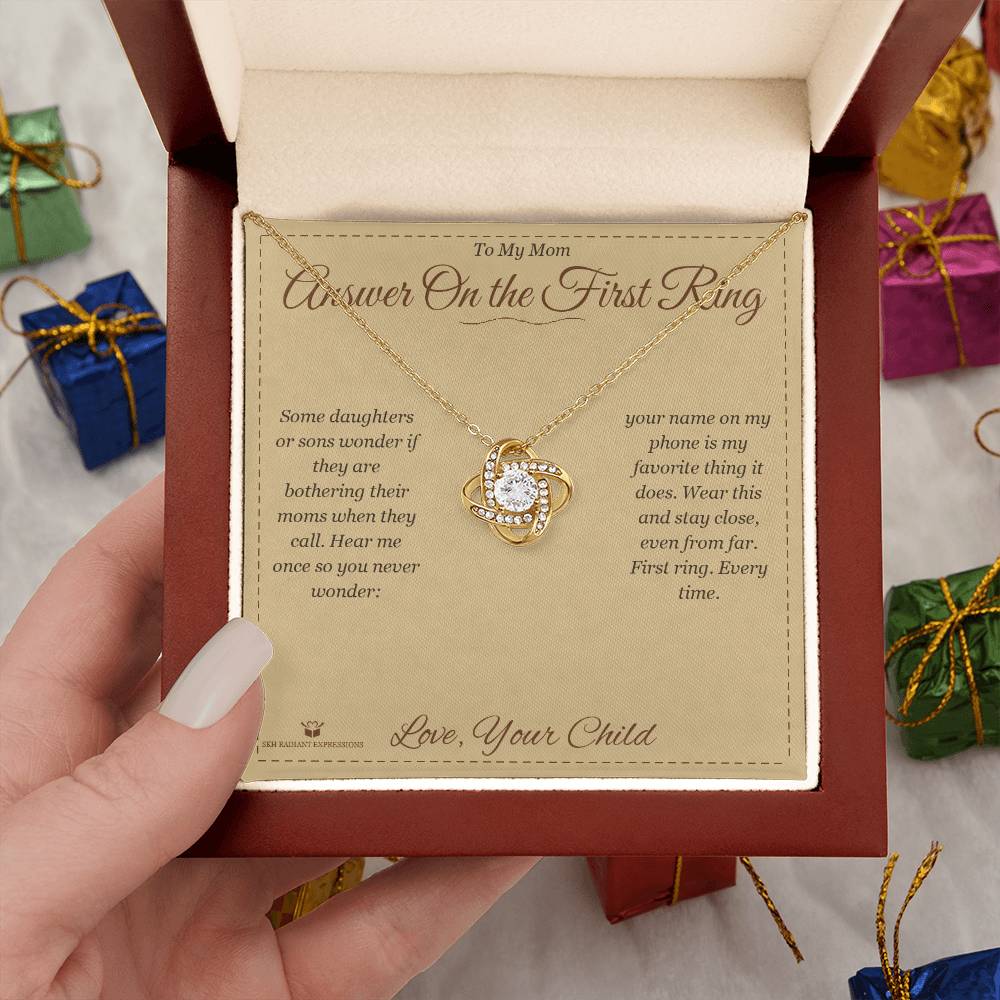 Answer On the First Ring - Love Knot Necklace for Mom