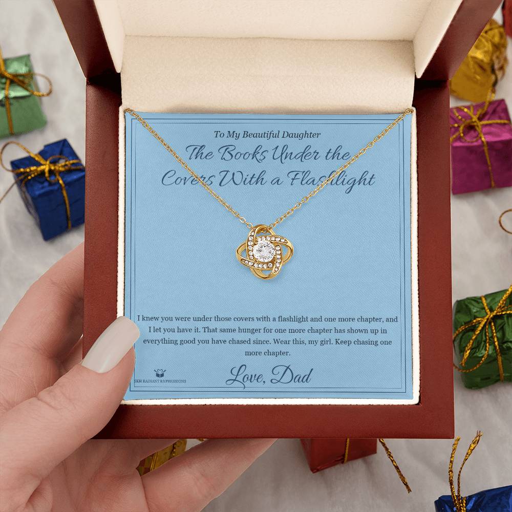 The Books Under the Covers With a Flashlight - Love Knot Necklace for Daughter
