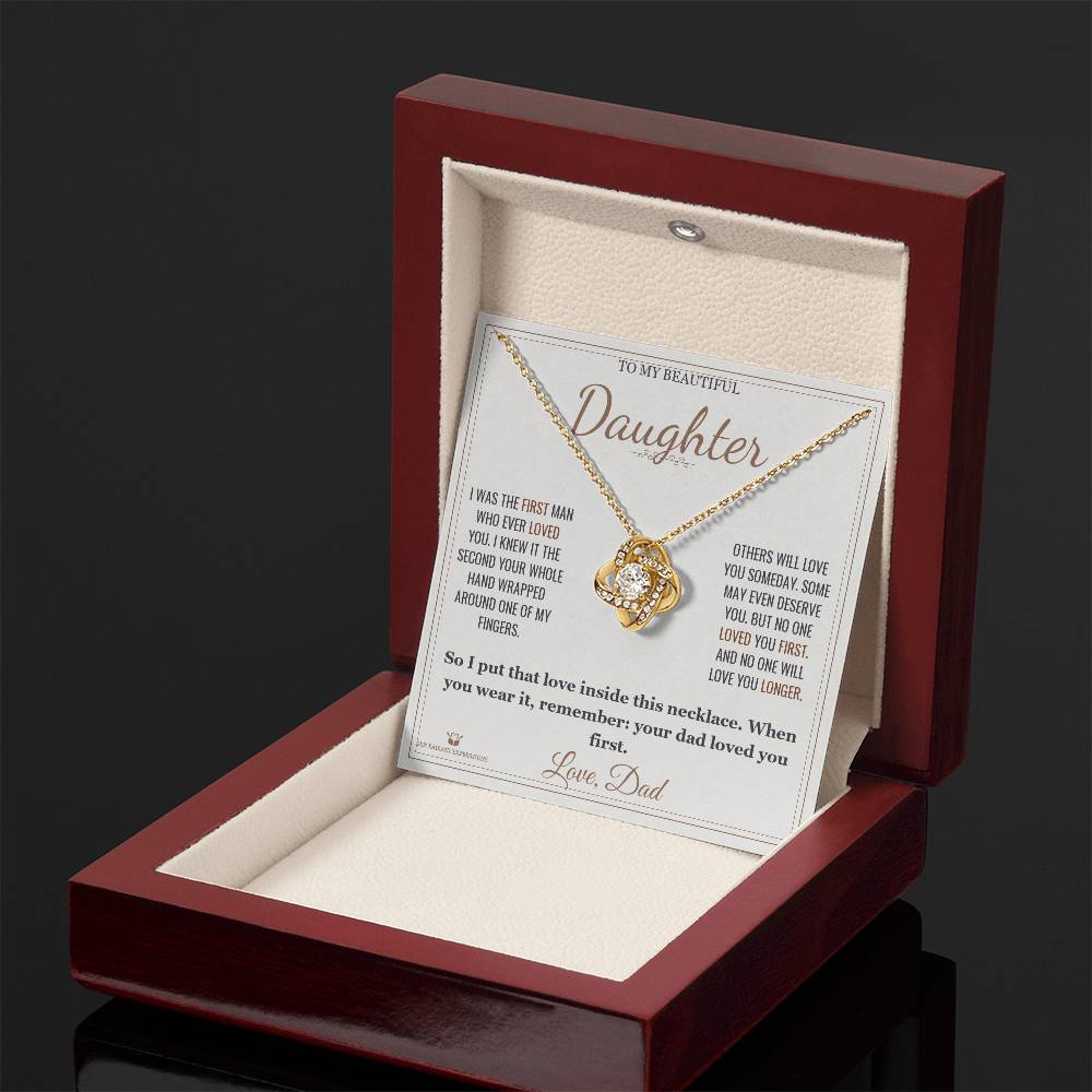 The First Man Love Knot Necklace for Daughter - personalized keepsake gift from SKH Radiant Expressions