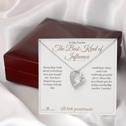 Forever Love Necklace engraved with your own words for teacher