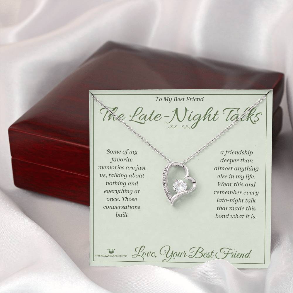 Forever Love Necklace engraved with your own words for best friend