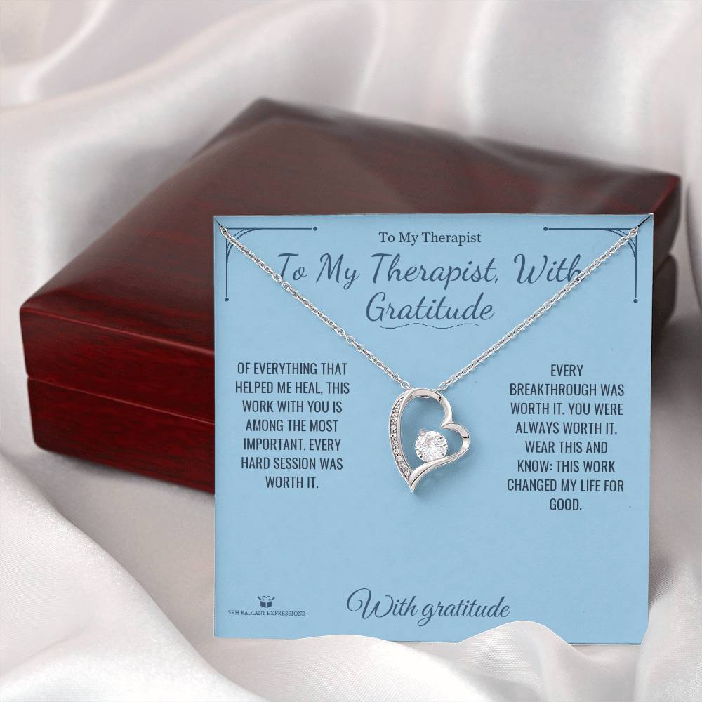 Forever Love Necklace engraved with your own words for therapist
