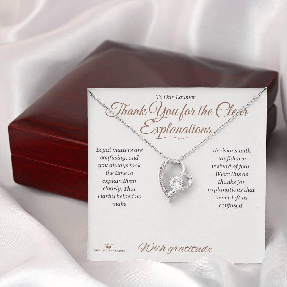 Forever Love Necklace engraved with your own words for lawyer