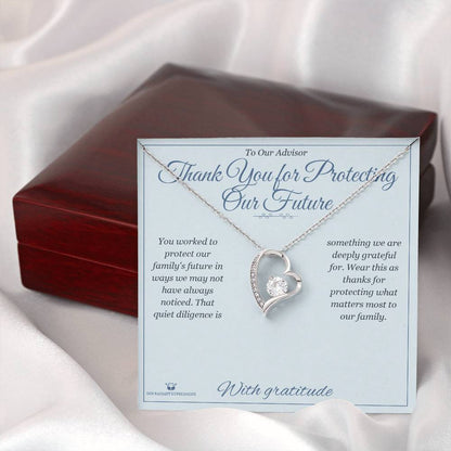 Forever Love Necklace engraved with your own words for advisor