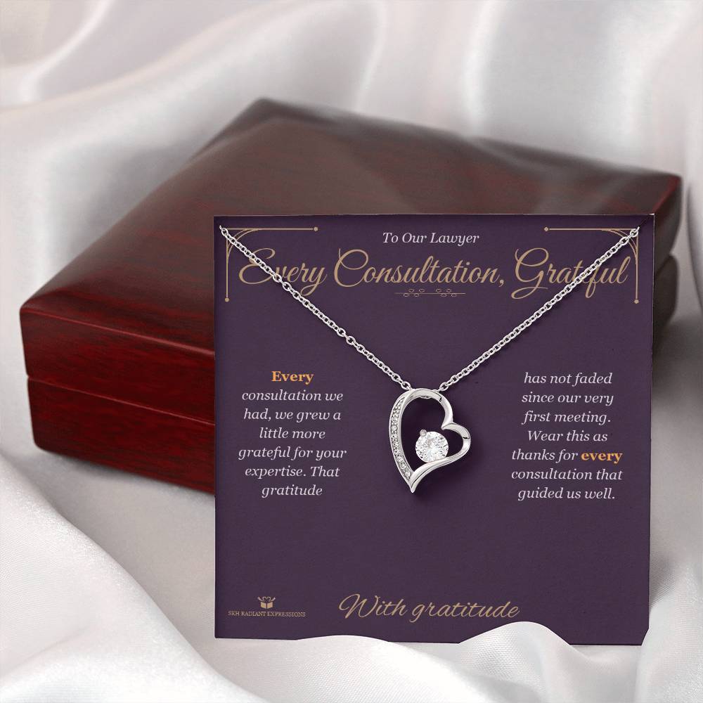 Forever Love Necklace engraved with your own words for lawyer