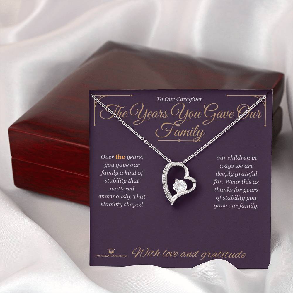 Forever Love Necklace engraved with your own words for caregiver