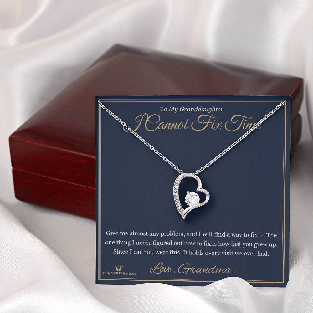 I Cannot Fix Time - Forever Love Necklace for Granddaughter - personalized keepsake gift from SKH Radiant Expressions