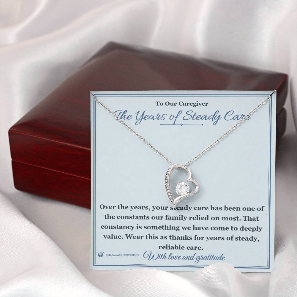 Forever Love Necklace with personalized message card for caregiver