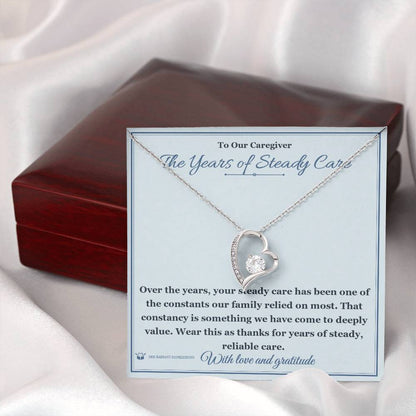 Forever Love Necklace with personalized message card for caregiver