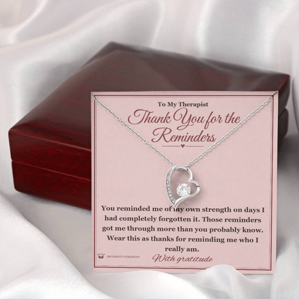 Forever Love Necklace with personalized message card for therapist