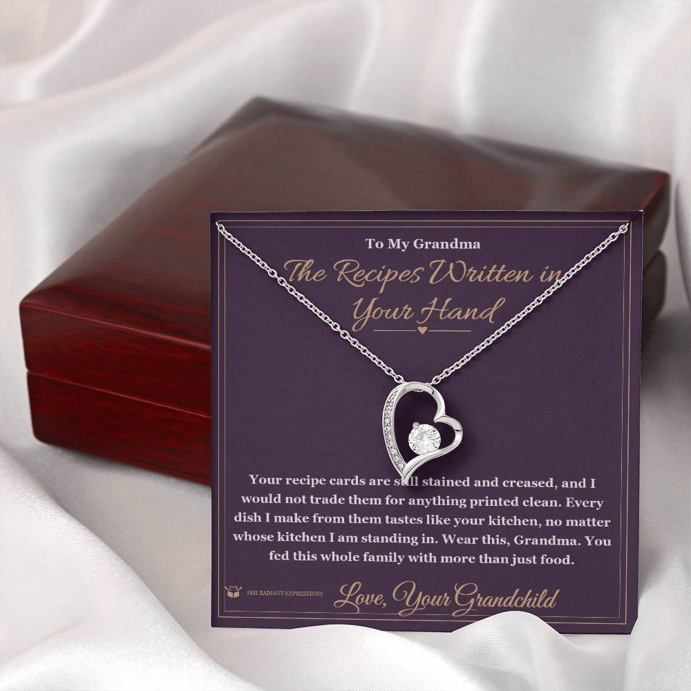 Forever Love Necklace with personalized message card for grandmother
