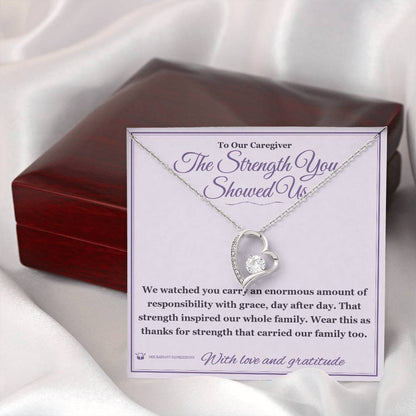Forever Love Necklace with personalized message card for caregiver