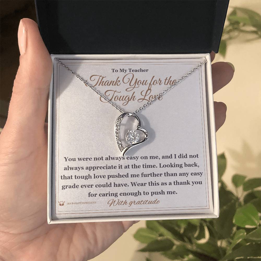 Engraved Forever Love Necklace with message for teacher