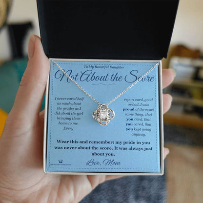 Engraved Love Knot Necklace with message for daughter