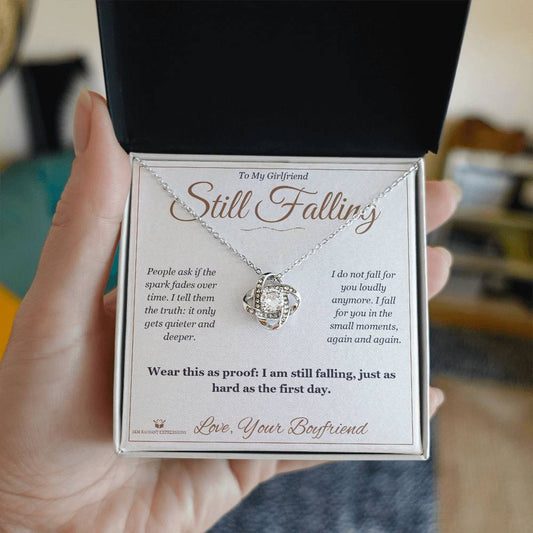 Still Falling - Love Knot Necklace with Red Rose Box for Girlfriend