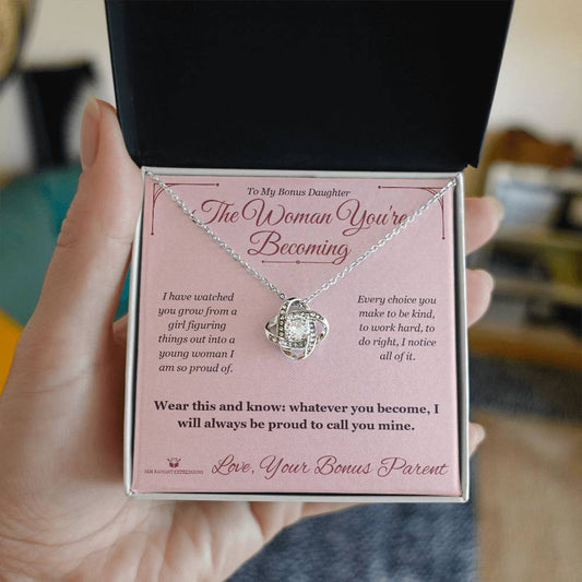 The Woman You're Becoming - Love Knot Necklace for Stepdaughter