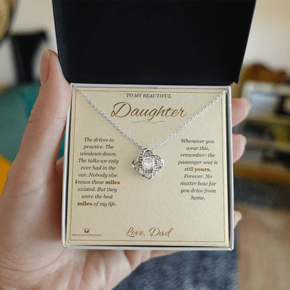 Engraved Love Knot Necklace with message for daughter