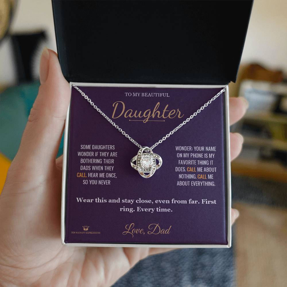 Answer On the First Ring - Love Knot Necklace for Daughter