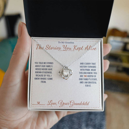 The Stories You Kept Alive - Love Knot Necklace for Grandmother
