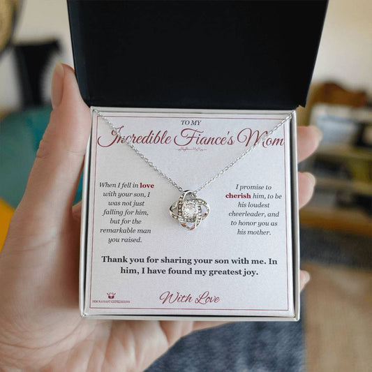 The Man You Raised - Love Knot Necklace for Fiancee's Mom - personalized keepsake gift from SKH Radiant Expressions