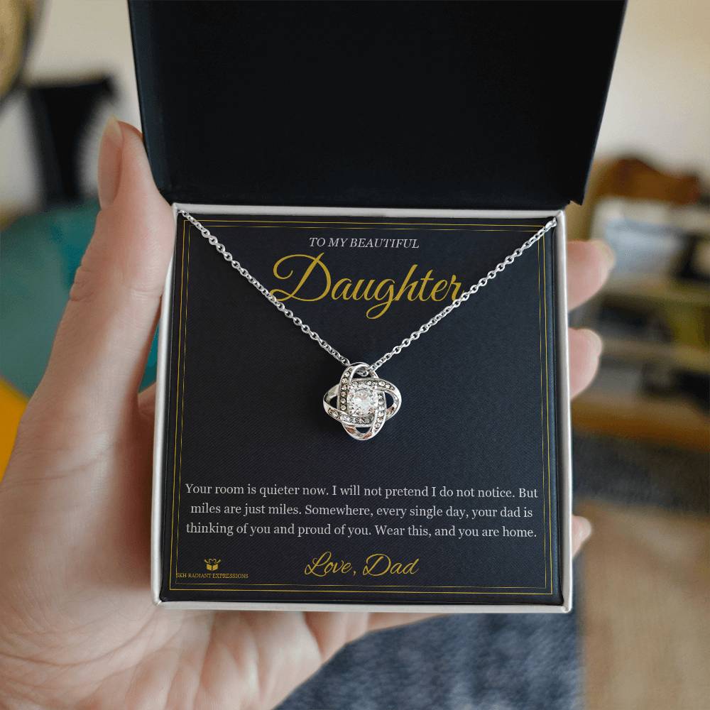 The Miles Between Us - Love Knot Necklace for Daughter - personalized keepsake gift from SKH Radiant Expressions