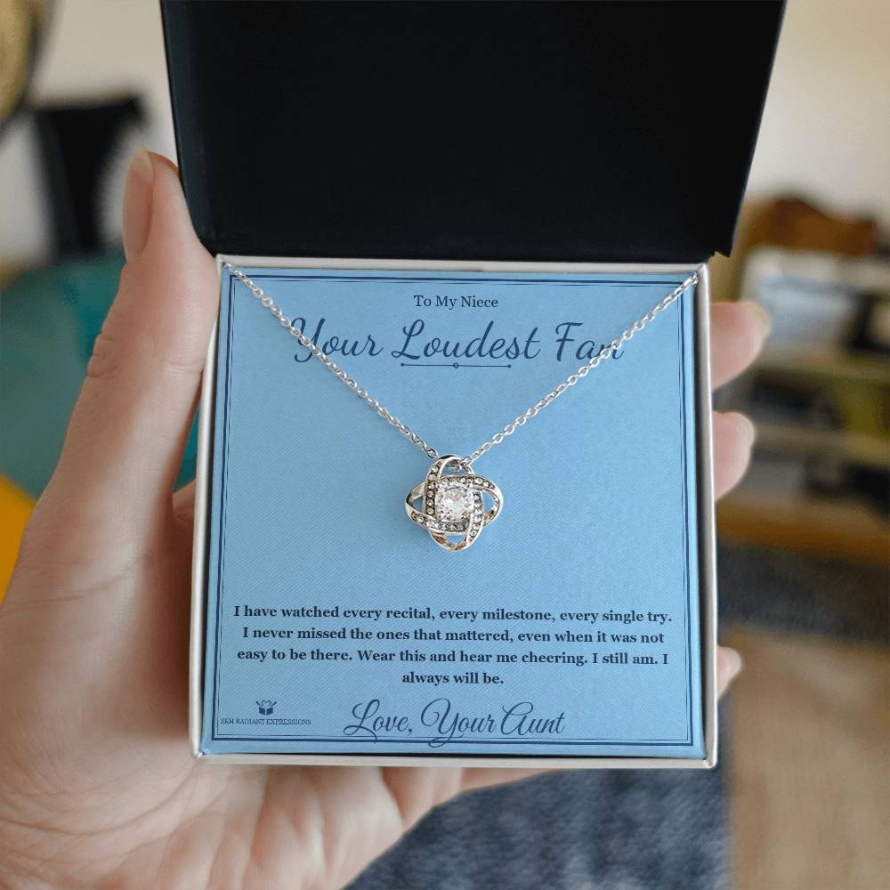 Your Loudest Fan - Love Knot Necklace for Niece - personalized keepsake gift from SKH Radiant Expressions
