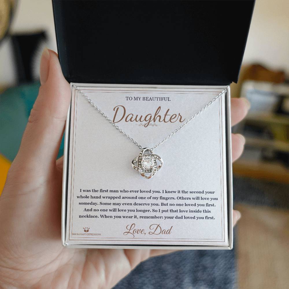 The First Man - Love Knot Necklace for Daughter - personalized keepsake gift from SKH Radiant Expressions