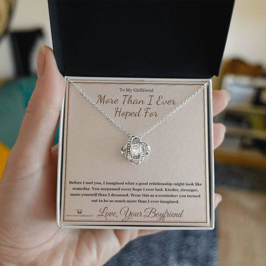 More Than I Ever Hoped For - Love Knot Necklace for Girlfriend - personalized keepsake gift from SKH Radiant Expressions