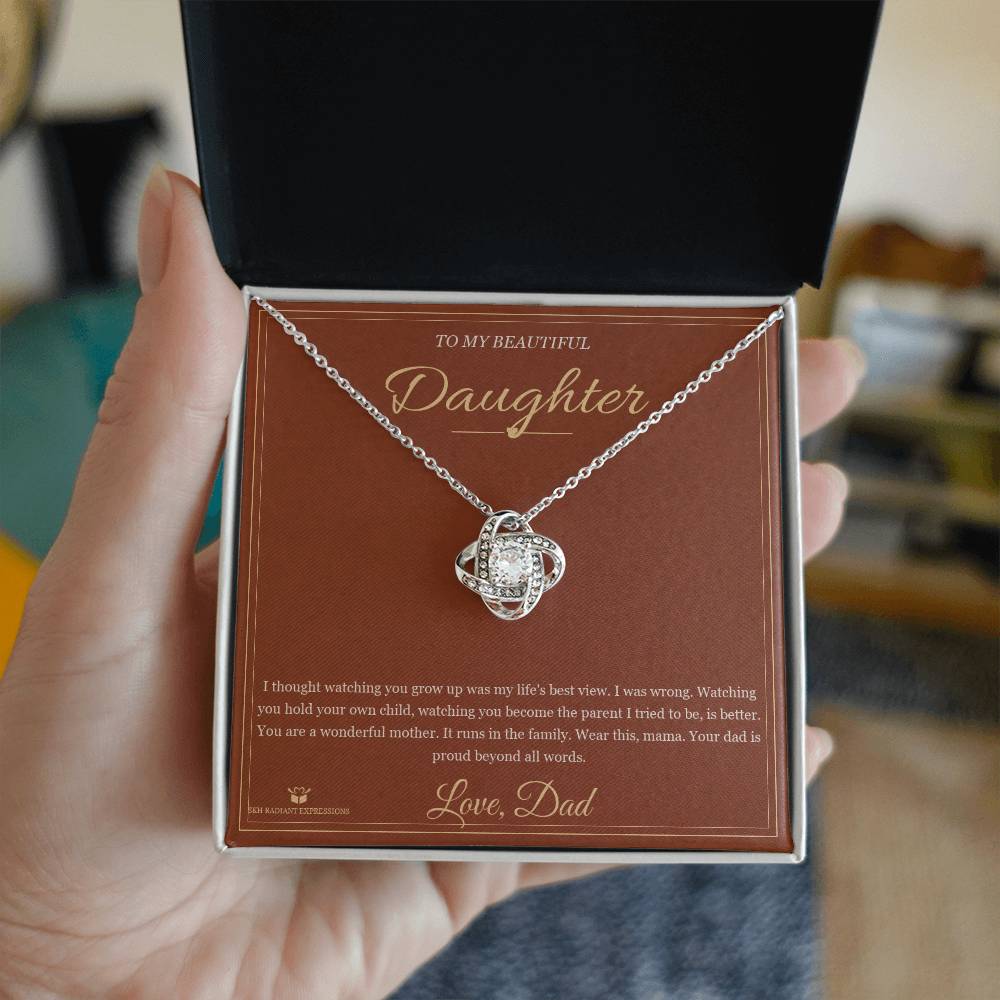 Watching You Become a Mother - Love Knot Necklace for Daughter - personalized keepsake gift from SKH Radiant Expressions