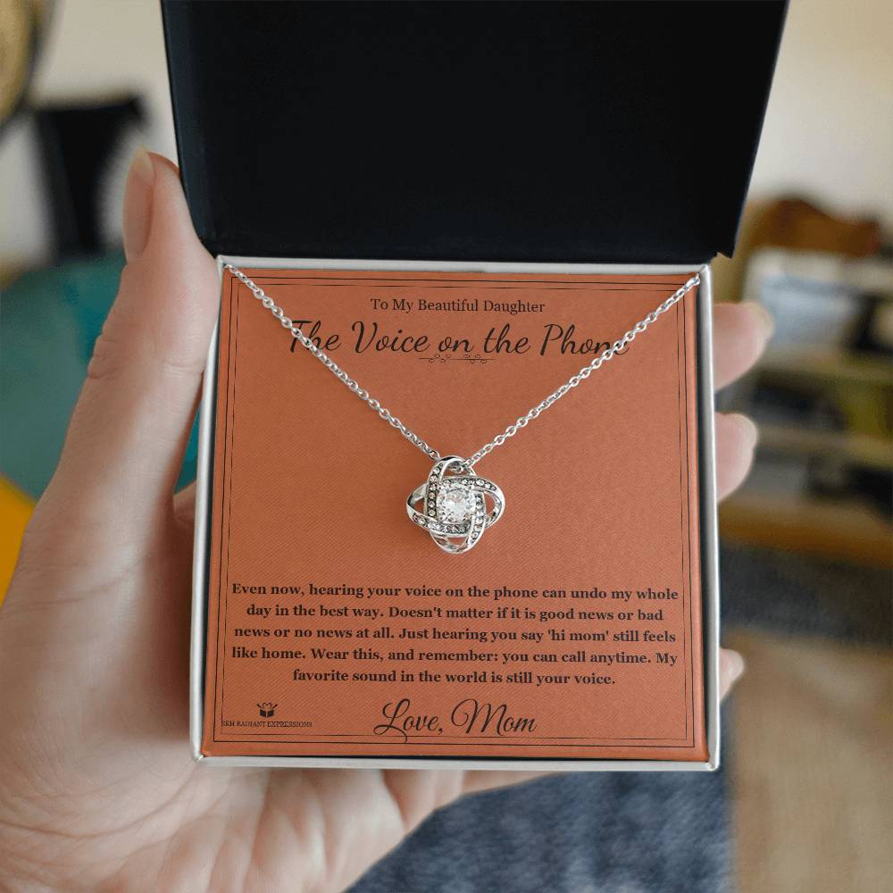 The Voice on the Phone - Love Knot Necklace for Daughter - personalized keepsake gift from SKH Radiant Expressions