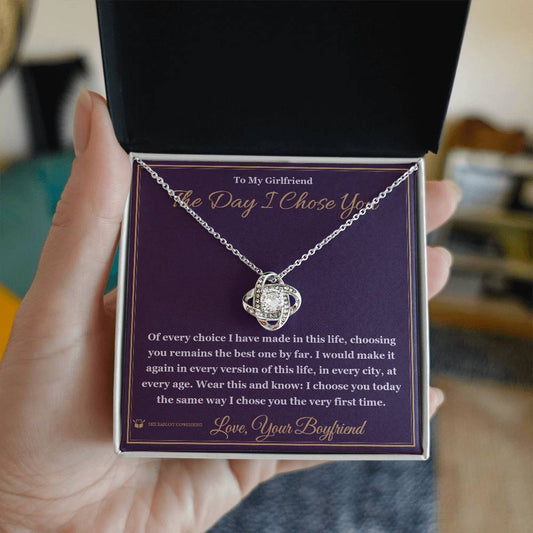 The Day I Chose You - Love Knot Necklace for Girlfriend - personalized keepsake gift from SKH Radiant Expressions