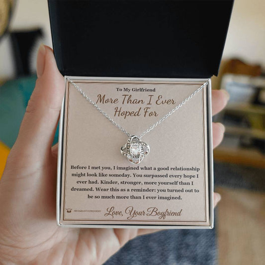 More Than I Ever Hoped For - Love Knot Necklace for Girlfriend - personalized keepsake gift from SKH Radiant Expressions