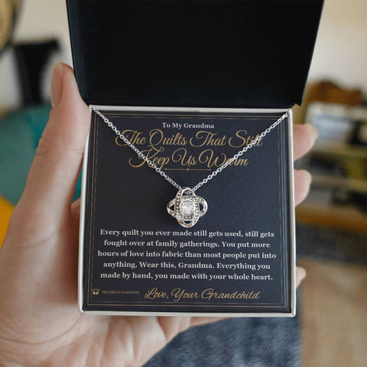 The Quilts That Still Keep Us Warm - Love Knot Necklace for Grandmother - personalized keepsake gift from SKH Radiant Expressions