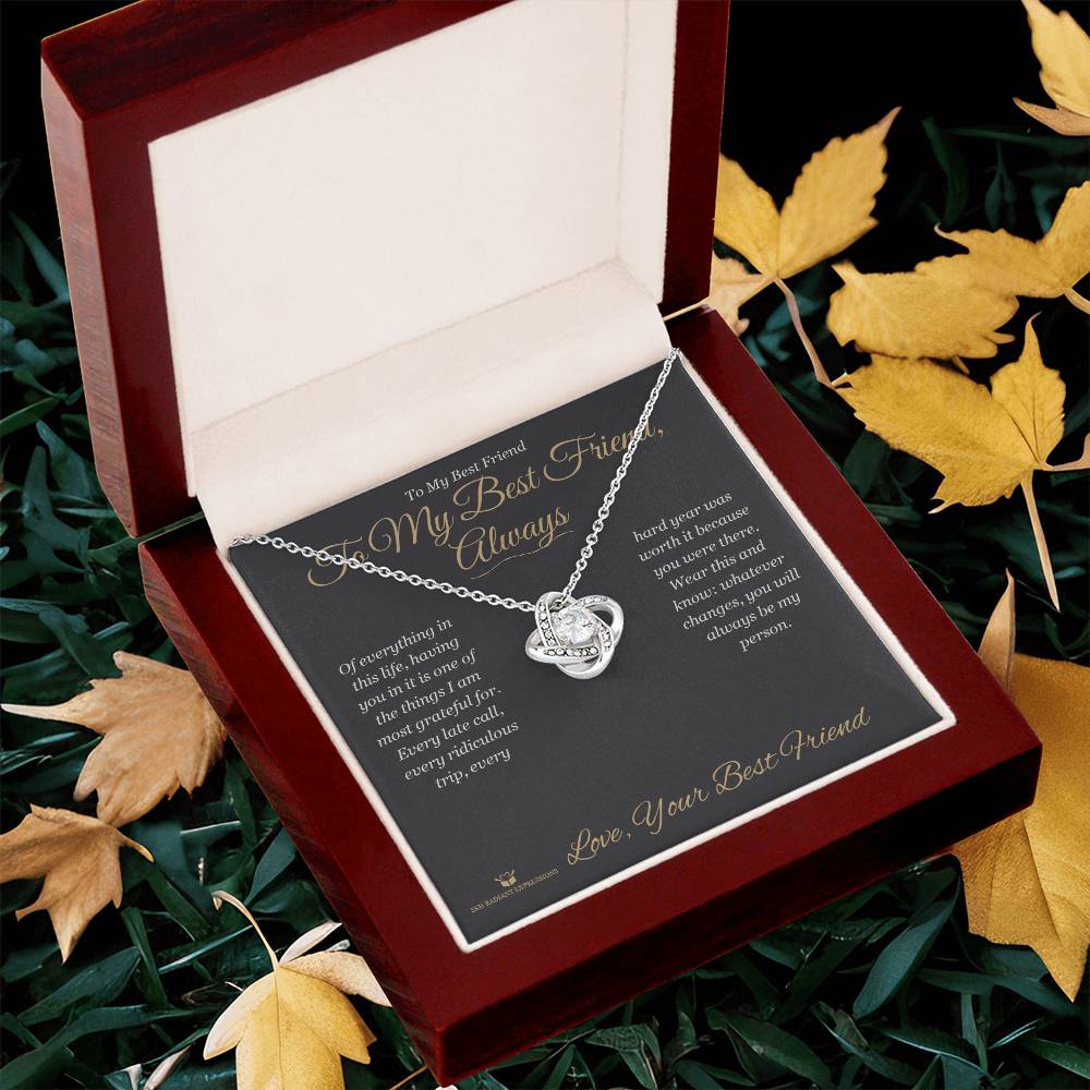 Thoughtful love knot necklace gift for best friend
