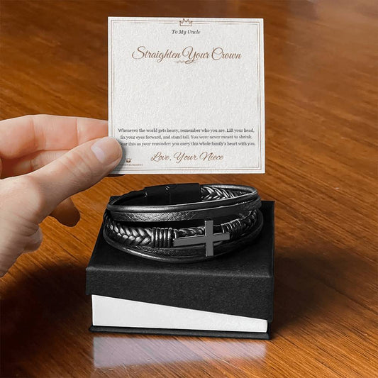 Straighten Your Crown - Men's Cross Bracelet for Uncle