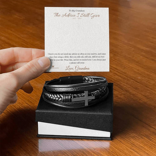 The Advice I Still Give - Men's Cross Bracelet for Grandson