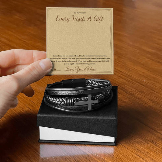 Every Visit, A Gift - Men's Cross Bracelet for Uncle