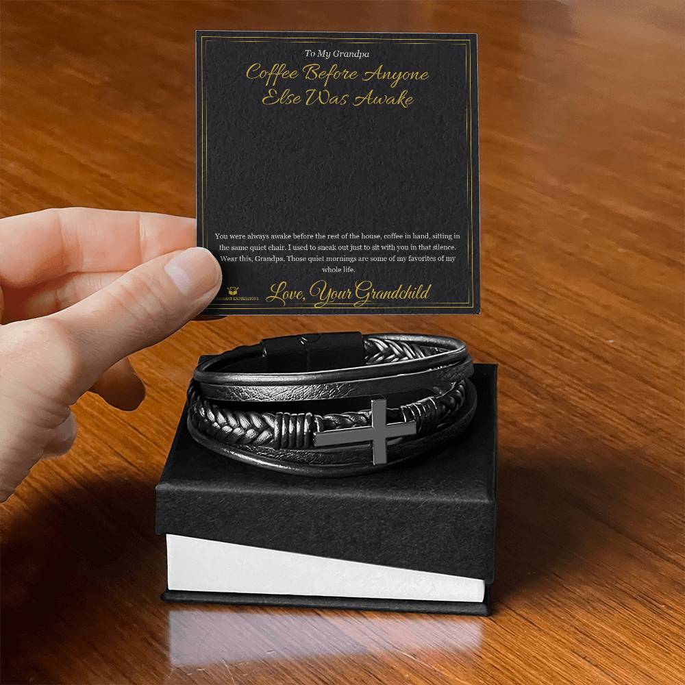 Coffee Before Anyone Else Was Awake - Men's Cross Bracelet for Grandfather