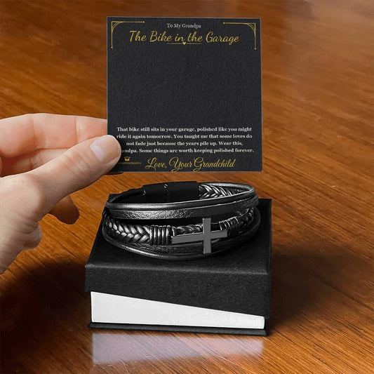 The Bike in the Garage - Men's Cross Bracelet for Grandfather