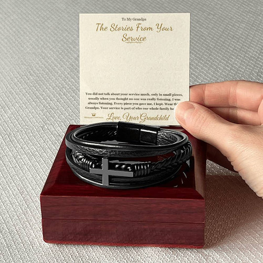 The Stories From Your Service - Men's Cross Bracelet for Grandfather
