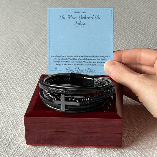 The Man Behind the Jokes - Men's Cross Bracelet for Uncle