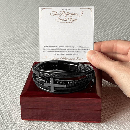 The Reflection I See in You - Men's Cross Bracelet for Son