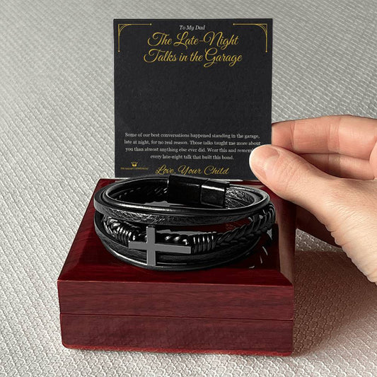 The Late-Night Talks in the Garage - Men's Cross Bracelet for Dad