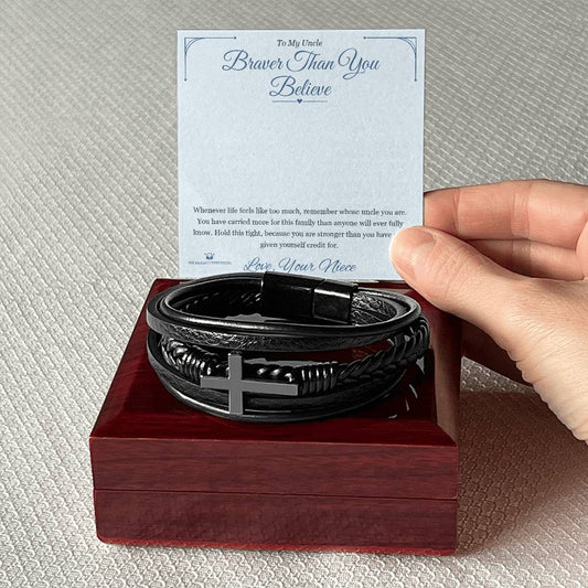 Braver Than You Believe - Men's Cross Bracelet for Uncle