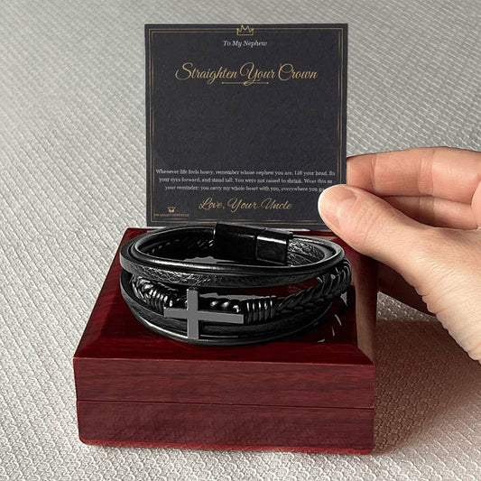 Straighten Your Crown - Men's Cross Bracelet for Nephew