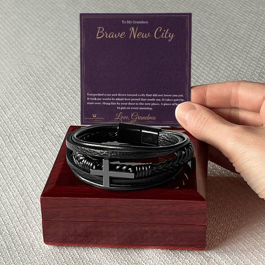 Brave New City - Men's Cross Bracelet for Grandson